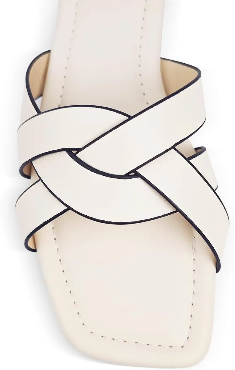 2025 Women's Sandals - Roman Braided Square Toe Flat Shoes, Comfortable Summer Beach Casual Sandals US 6-11