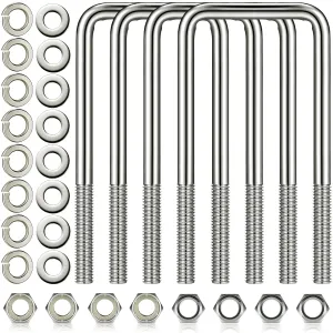4 Pcs Hotop 304 Stainless Steel Square U-Bolt Boat Trailer U-Bolts with Washers and Nuts l Heavy Duty U Bolt for Sailboat Trailer Automobiles Industrial Part (1/2 D x 3 1/16 W x 7 5/16 Inch)