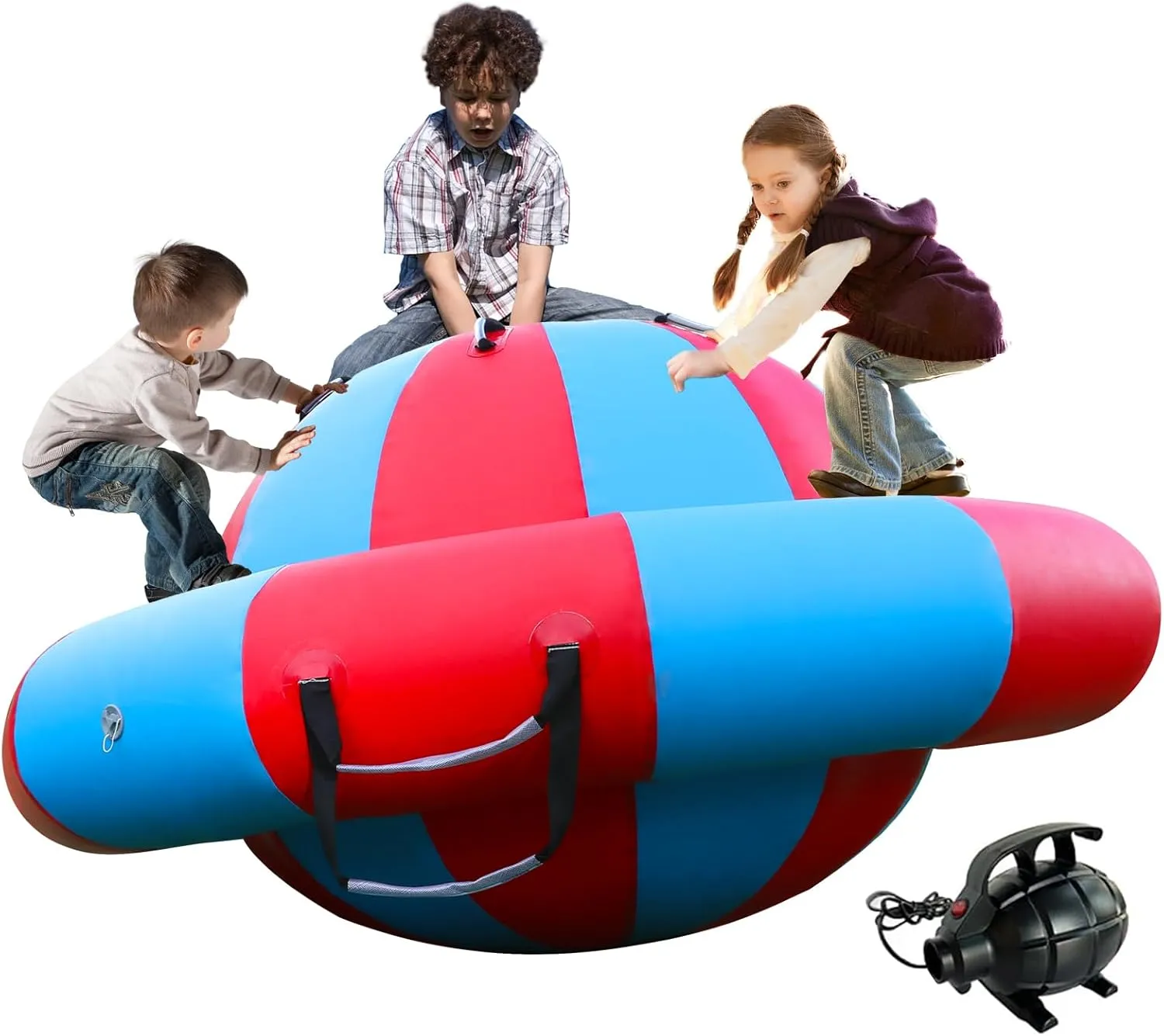 8.2FT Inflatable Dome Rocker Bouncer, Inflatable Balance Giant Roll and Play Seesaw Rocker, Max Weight 660 LBS, 5 Handles, 600W Air Pump, Inflatable Bouncer Holds Up to 4, Outdoor and Indoor,Water