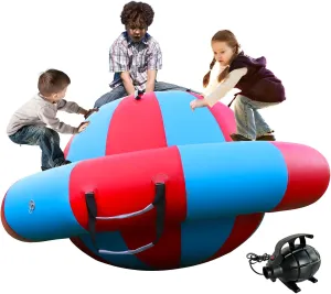 8.2FT Inflatable Dome Rocker Bouncer, Inflatable Balance Giant Roll and Play Seesaw Rocker, Max Weight 660 LBS, 5 Handles, 600W Air Pump, Inflatable Bouncer Holds Up to 4, Outdoor and Indoor,Water