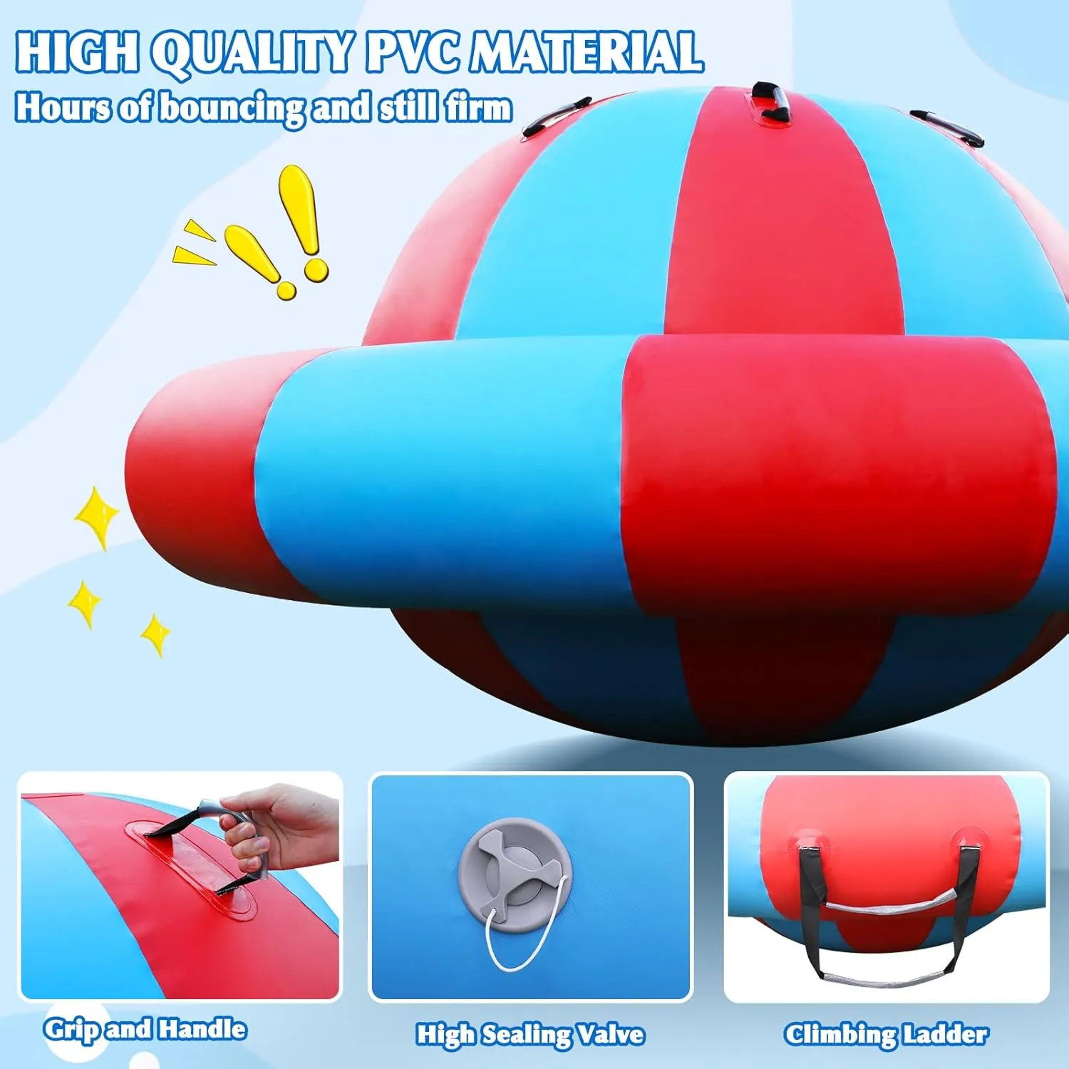 8.2FT Inflatable Dome Rocker Bouncer, Inflatable Balance Giant Roll and Play Seesaw Rocker, Max Weight 660 LBS, 5 Handles, 600W Air Pump, Inflatable Bouncer Holds Up to 4, Outdoor and Indoor,Water