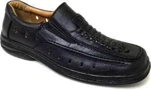 A1V2751B Men's Dress Sandals Closed Toe Elastic Gores Huarache Loafer Slip-on Casual Shoes Black, Tan