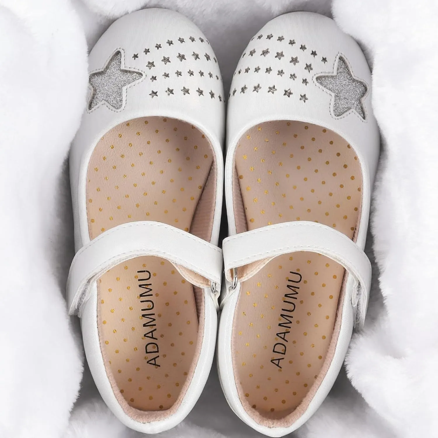 ADAMUMU Toddler Dress Shoes Flower Girl Shoes for Weeding Cute Toddler Mary Jane Shoes Lace Flore Ballet Flat for Walking, Jumping