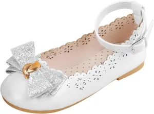 ADAMUMU Toddler Dress Shoes Flower Girl Shoes for Weeding Cute Toddler Mary Jane Shoes Lace Flore Ballet Flat for Walking, Jumping
