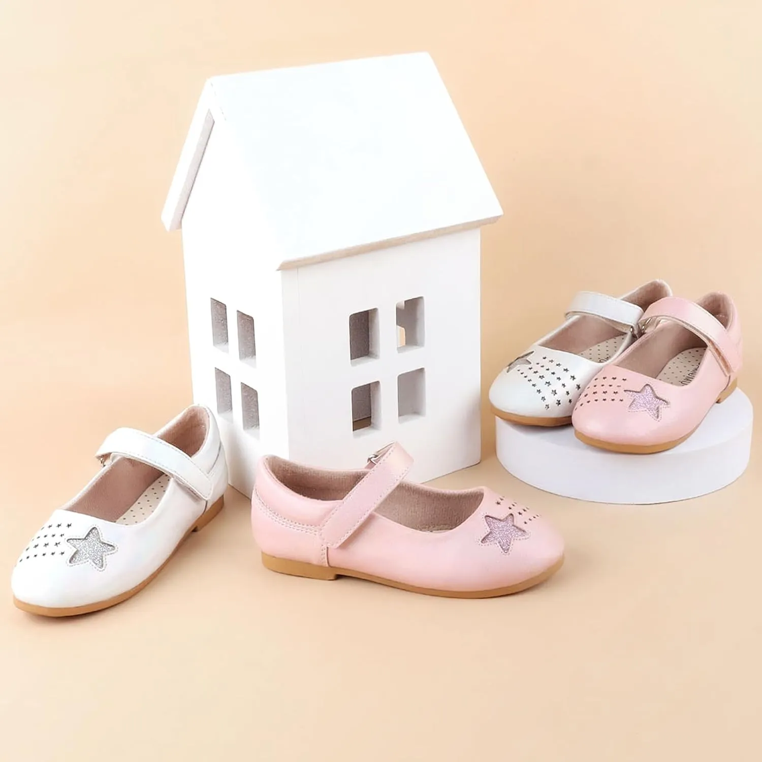 ADAMUMU Toddler Dress Shoes Flower Girl Shoes for Weeding Cute Toddler Mary Jane Shoes Lace Flore Ballet Flat for Walking, Jumping