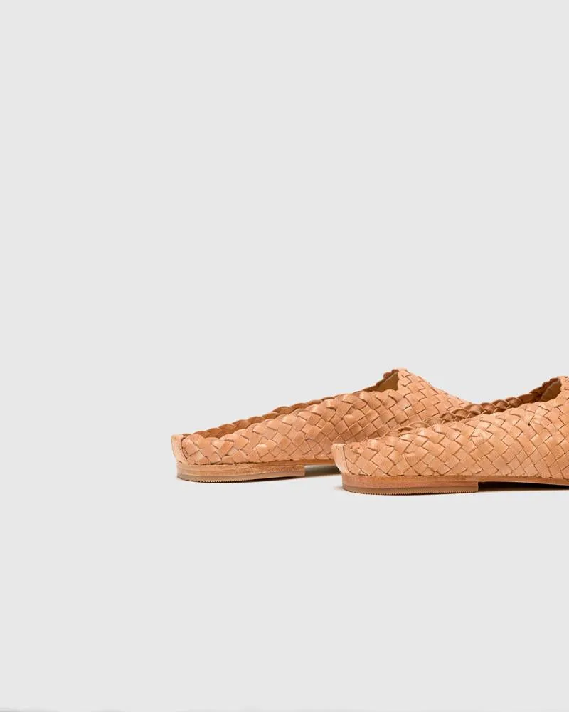 Agnes Woven Flat in Nude