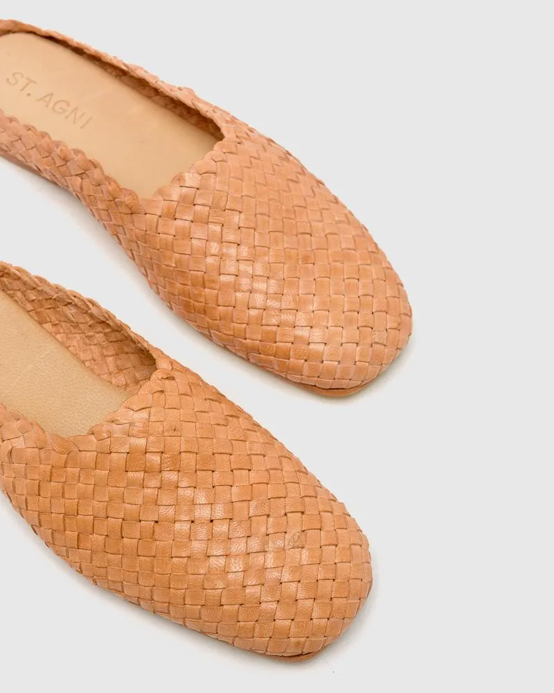 Agnes Woven Flat in Nude