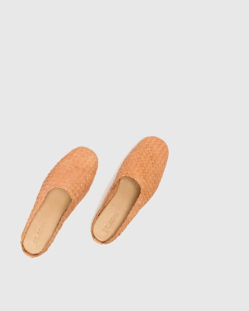 Agnes Woven Flat in Nude