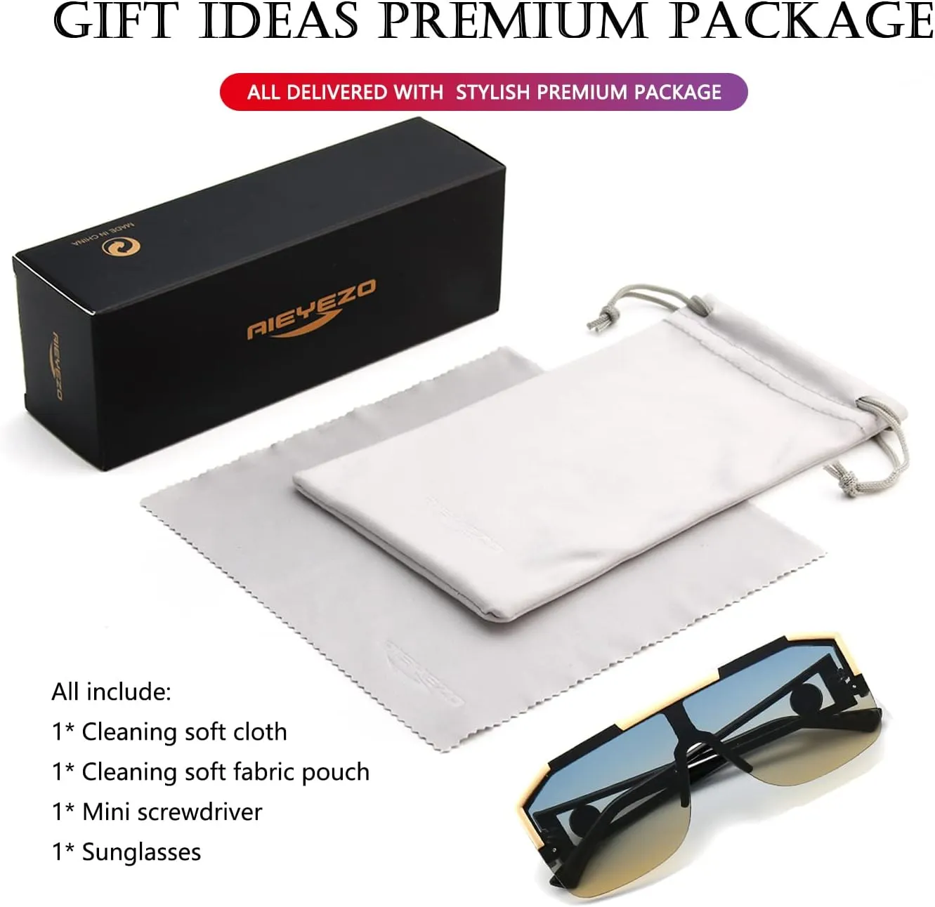 AIEYEZO Square Oversized Sunglasses Flat Top Shield Sun Glasses for Men Women One Lens Square Shades