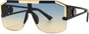 AIEYEZO Square Oversized Sunglasses Flat Top Shield Sun Glasses for Men Women One Lens Square Shades