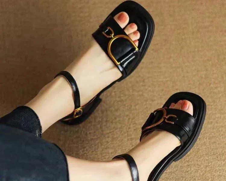 Amara Buckled Flat Sandals