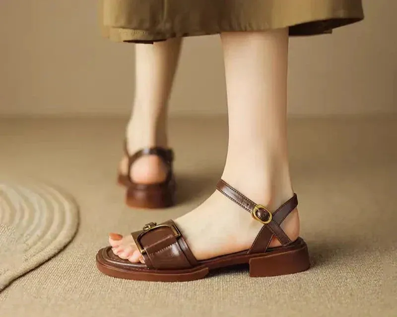 Amara Buckled Flat Sandals