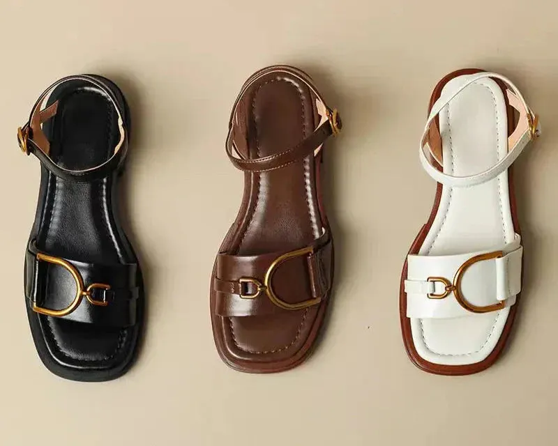 Amara Buckled Flat Sandals
