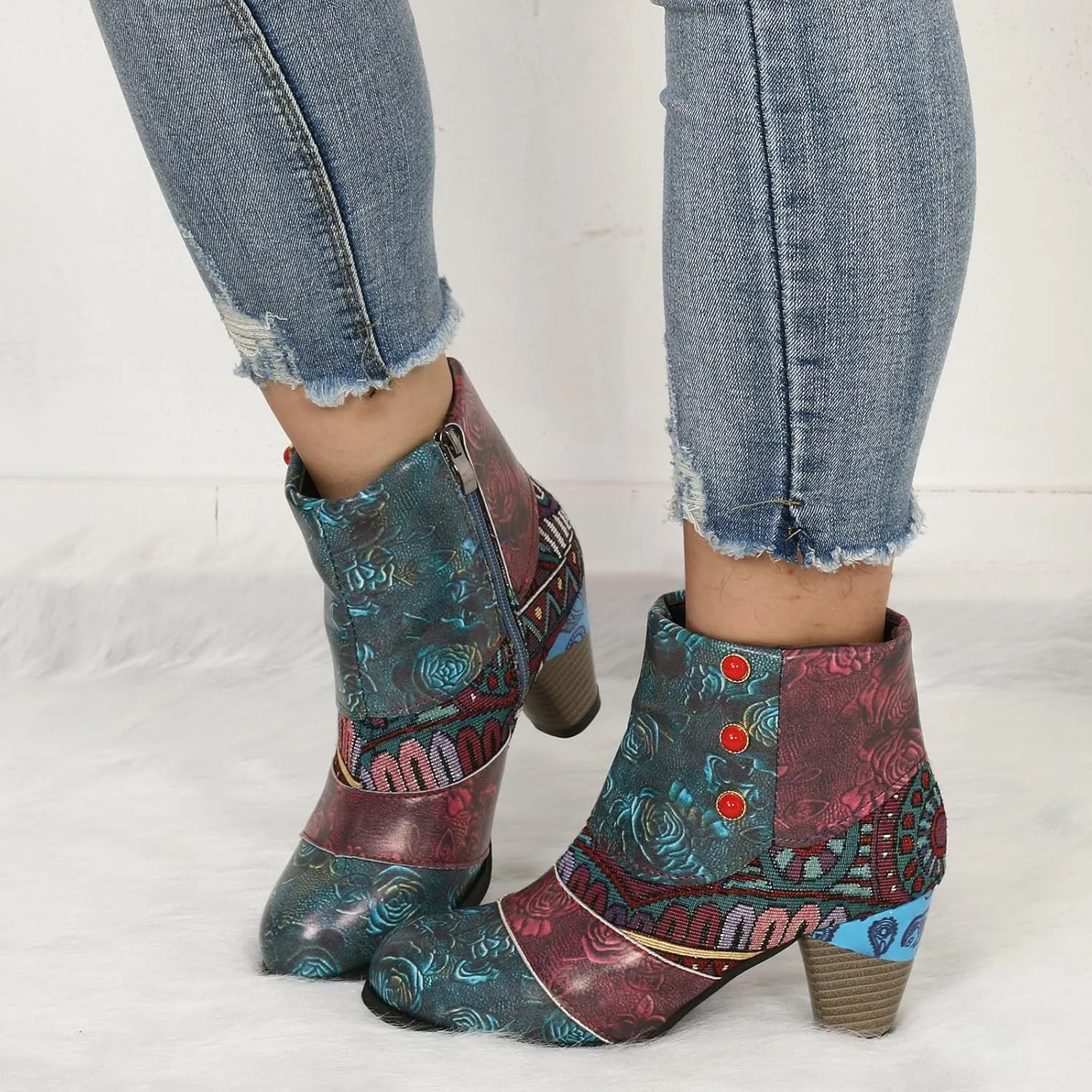 AMDBEL Booties for Women Dressy 2024 Ankle Boots Chunky High Heel Booties Fashionable Short Boots Winter Shoes