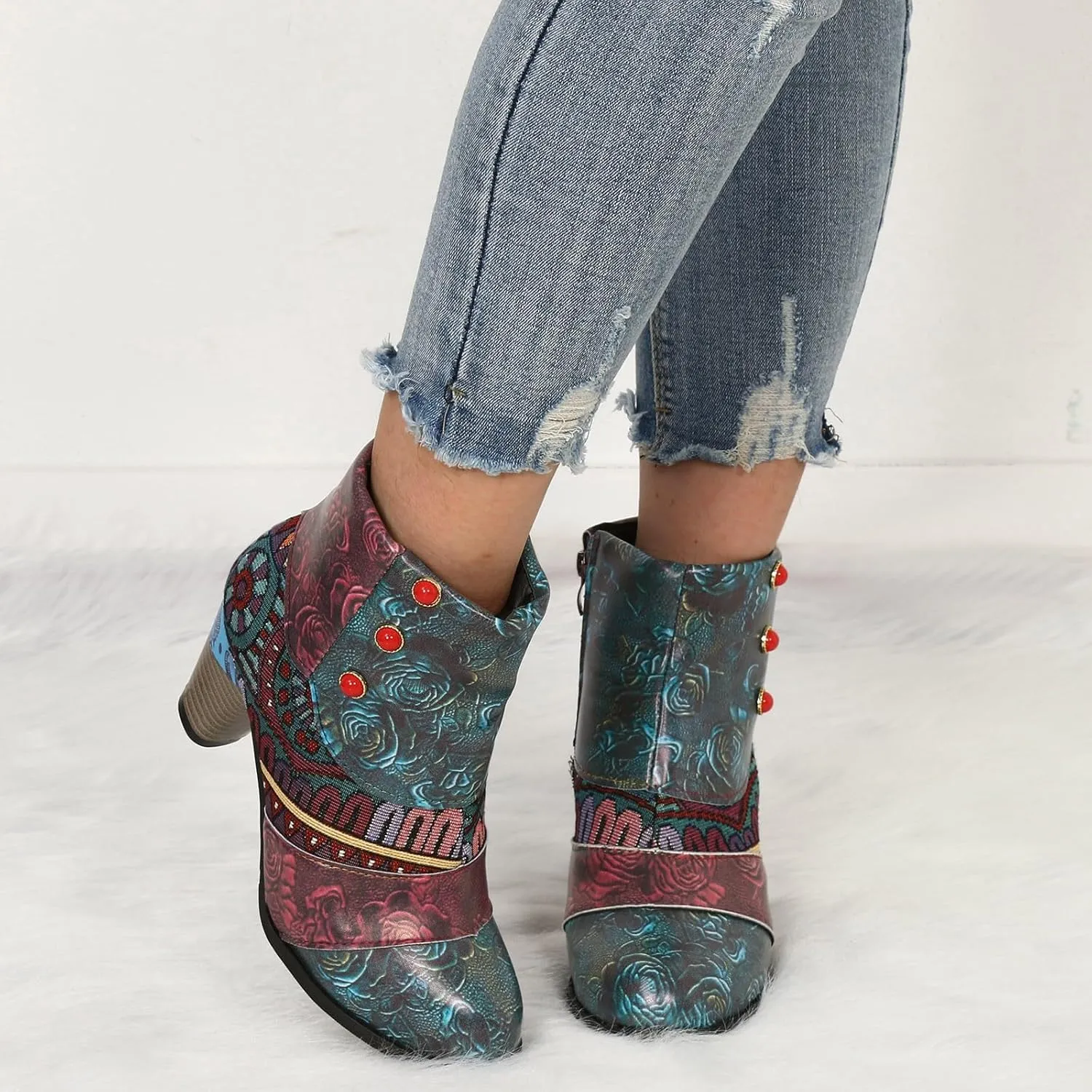 AMDBEL Booties for Women Dressy 2024 Ankle Boots Chunky High Heel Booties Fashionable Short Boots Winter Shoes