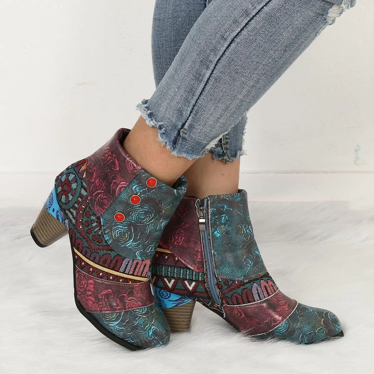AMDBEL Booties for Women Dressy 2024 Ankle Boots Chunky High Heel Booties Fashionable Short Boots Winter Shoes