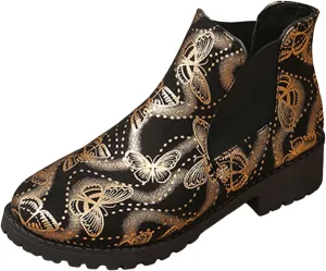 AMDBEL Fall Boots for Women 2024, Women's Ankle Boots Low Heel Flat Short Boots Fashion Winter Chelsea Booties Shoes