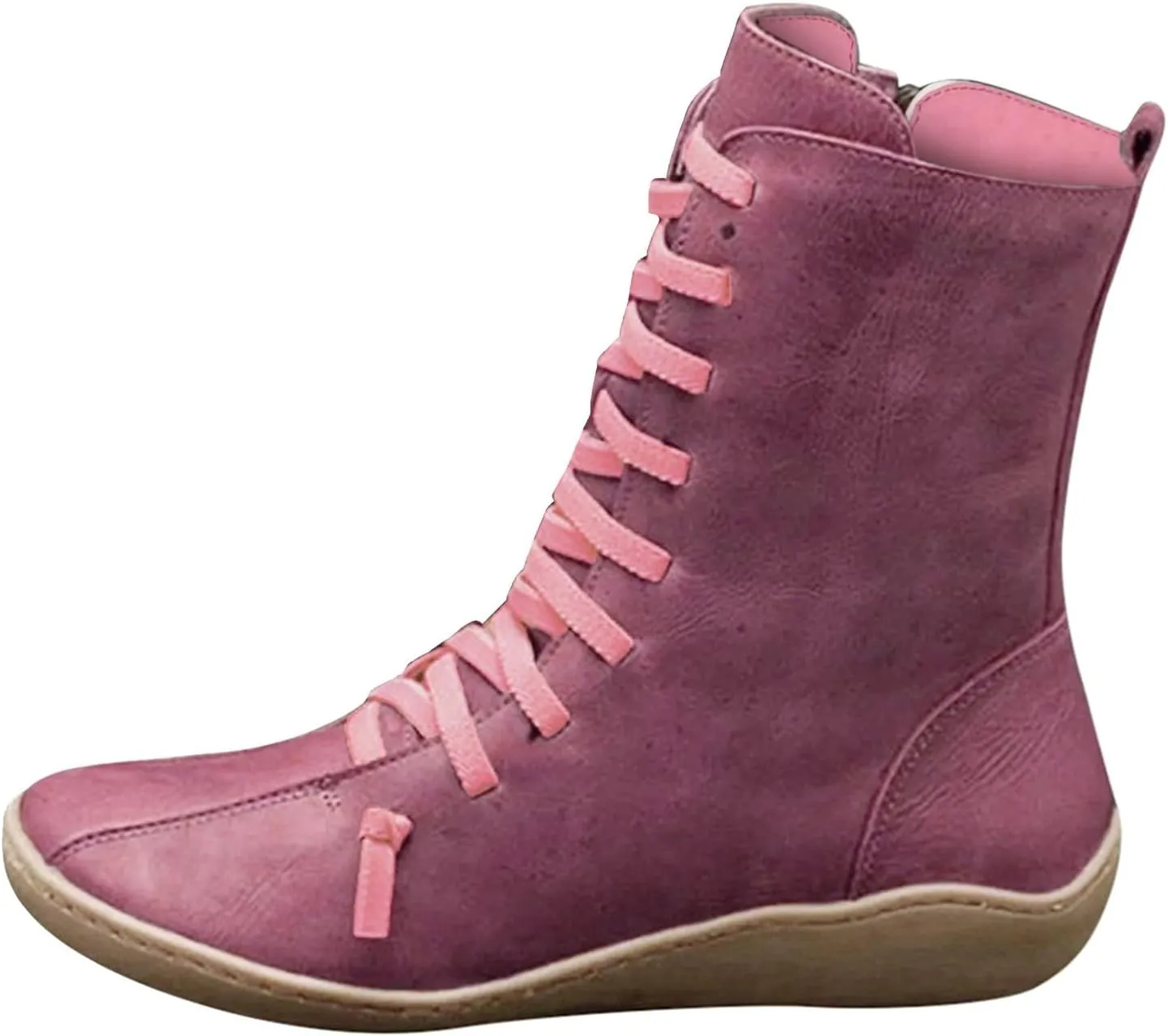 AMDBEL Winter Boots for Women 2024 Ankle Boots Low Heel Arch Support Side Zipper Mid Calf Boots Walking Booties