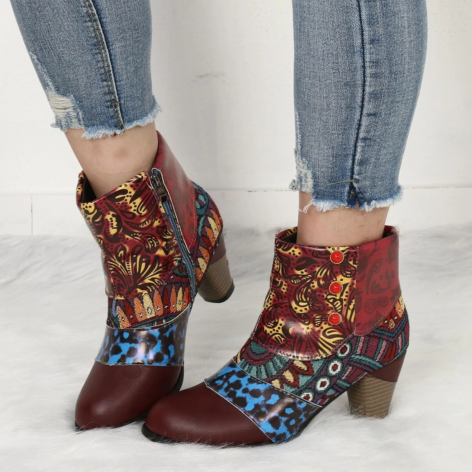 AMDBEL Womens Boots Ankle, Women's Ankle Boots Chunky High Heel Booties Fashionable Short Boots Winter Shoes