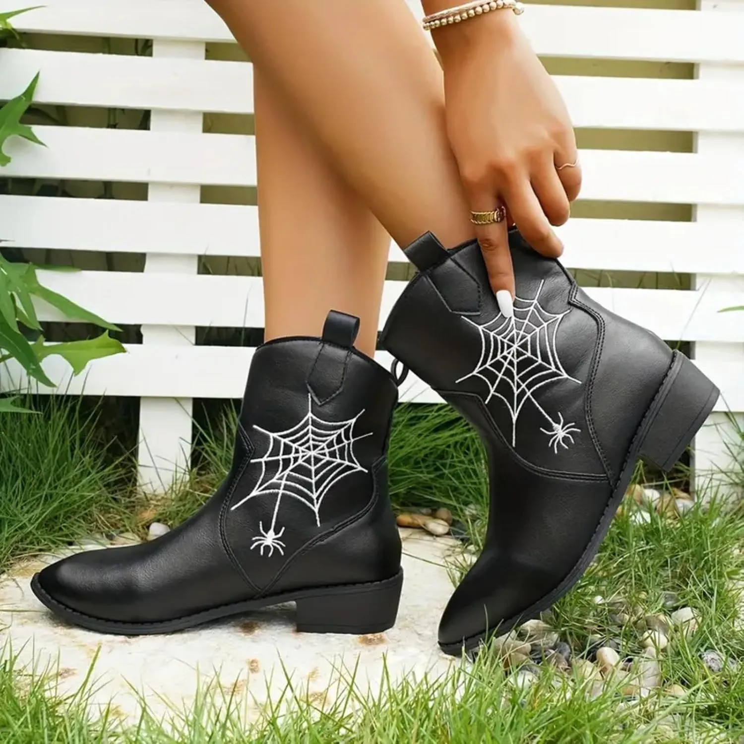 AMDBEL Womens Boots Ankle, Women's Ankle Boots Low Heel Ponited Toe Slip On Boots Ladies Party Short Booties
