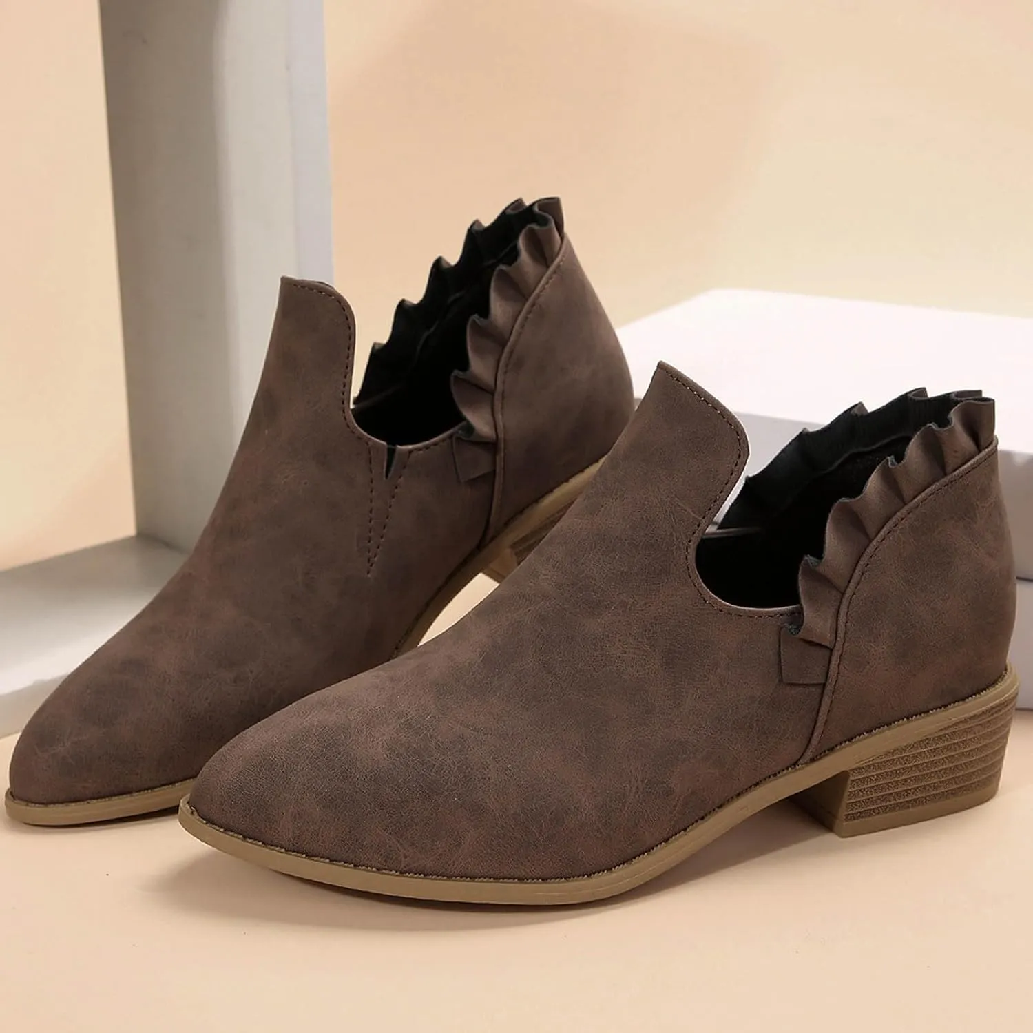 Ankle Boots for Women Boots for Women Fashion Pointed Toe Low Heel Riding Boots Comfy Slip On Walking Short Booties