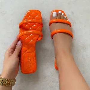 Annalise Orange Quilted Insole Flat Sandals