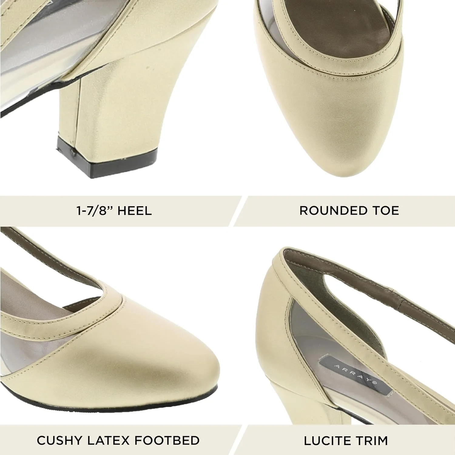 ARRAY Women's Eve Lucite Trim Low Heel Dress Pump