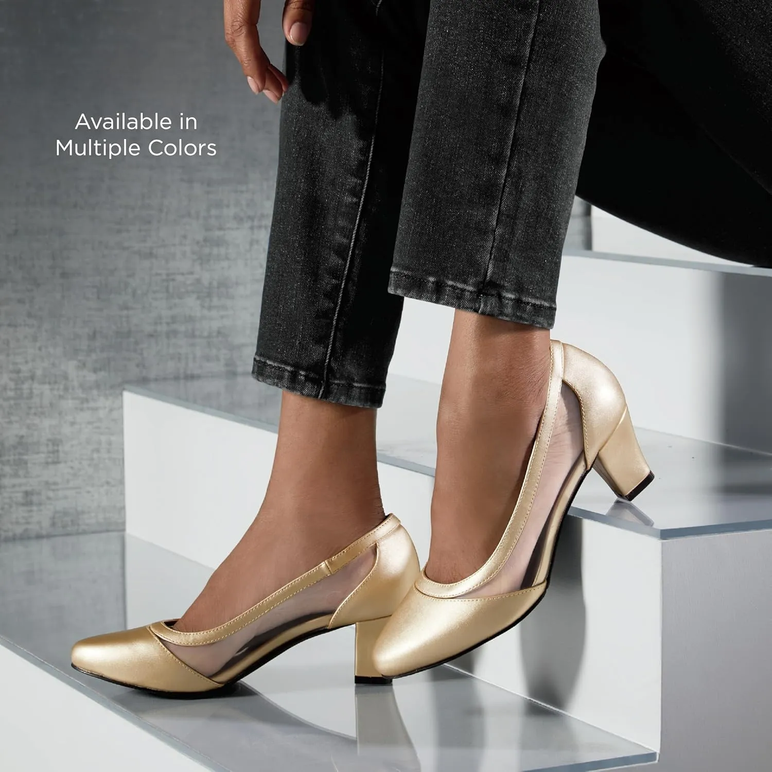 ARRAY Women's Eve Lucite Trim Low Heel Dress Pump