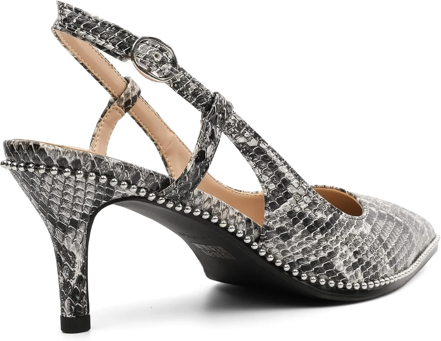 AUMOTED Women Low Heel Pumps Slingback Heels Pointed Toe Beaded Heels 2.5" Elegant Dressy Pumps