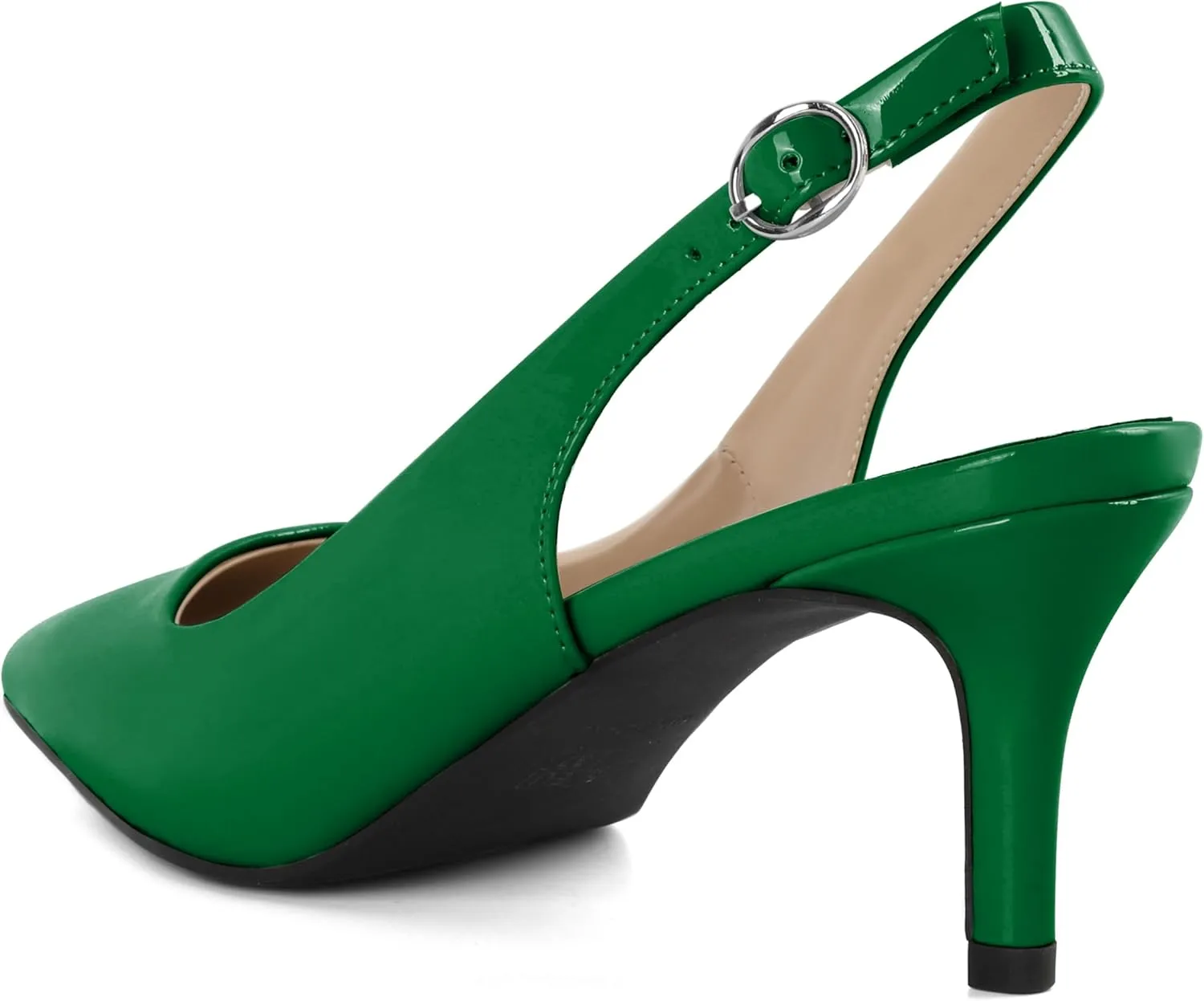 AUMOTED Women's Mid Heel Pumps Slingback Heels Stylish Low Heel Pumps Elegant Pointed Toe Heels for Wedding 2.5 Inch Dressy Pumps