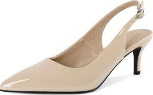 AUMOTED Women's Mid Heel Pumps Slingback Heels Stylish Low Heel Pumps Elegant Pointed Toe Heels for Wedding 2.5 Inch Dressy Pumps