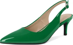 AUMOTED Women's Mid Heel Pumps Slingback Heels Stylish Low Heel Pumps Elegant Pointed Toe Heels for Wedding 2.5 Inch Dressy Pumps