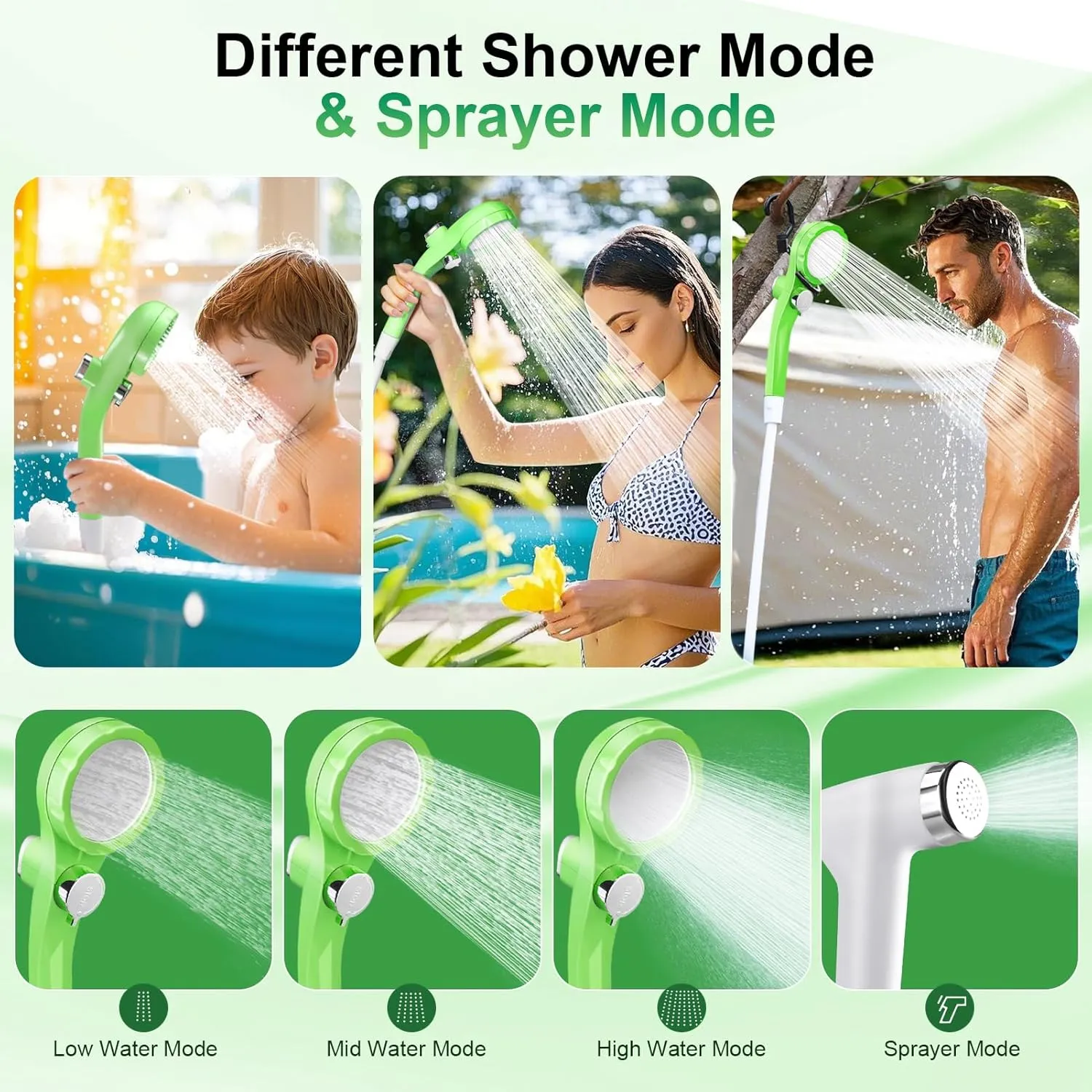 AUTOPkio Portable Camping Shower - Outdoor Camp Shower with Showerhead Sprayer & Rechargeable Battery Pump for Camping, Travel, Hiking, Car Washing, Pet Bath