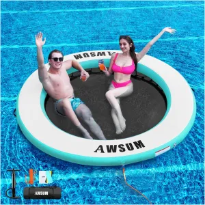 AWSUM Inflatable Water Hammock Round Floating Ring Circle Dock Lake Floats River Raft for Adults Island Swimming Pool Platform for Party