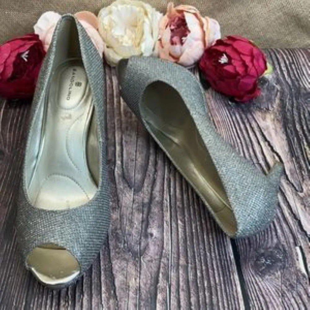 Bandolino Pewter Rainaa Peep Toe Platform Pump 8.5M
