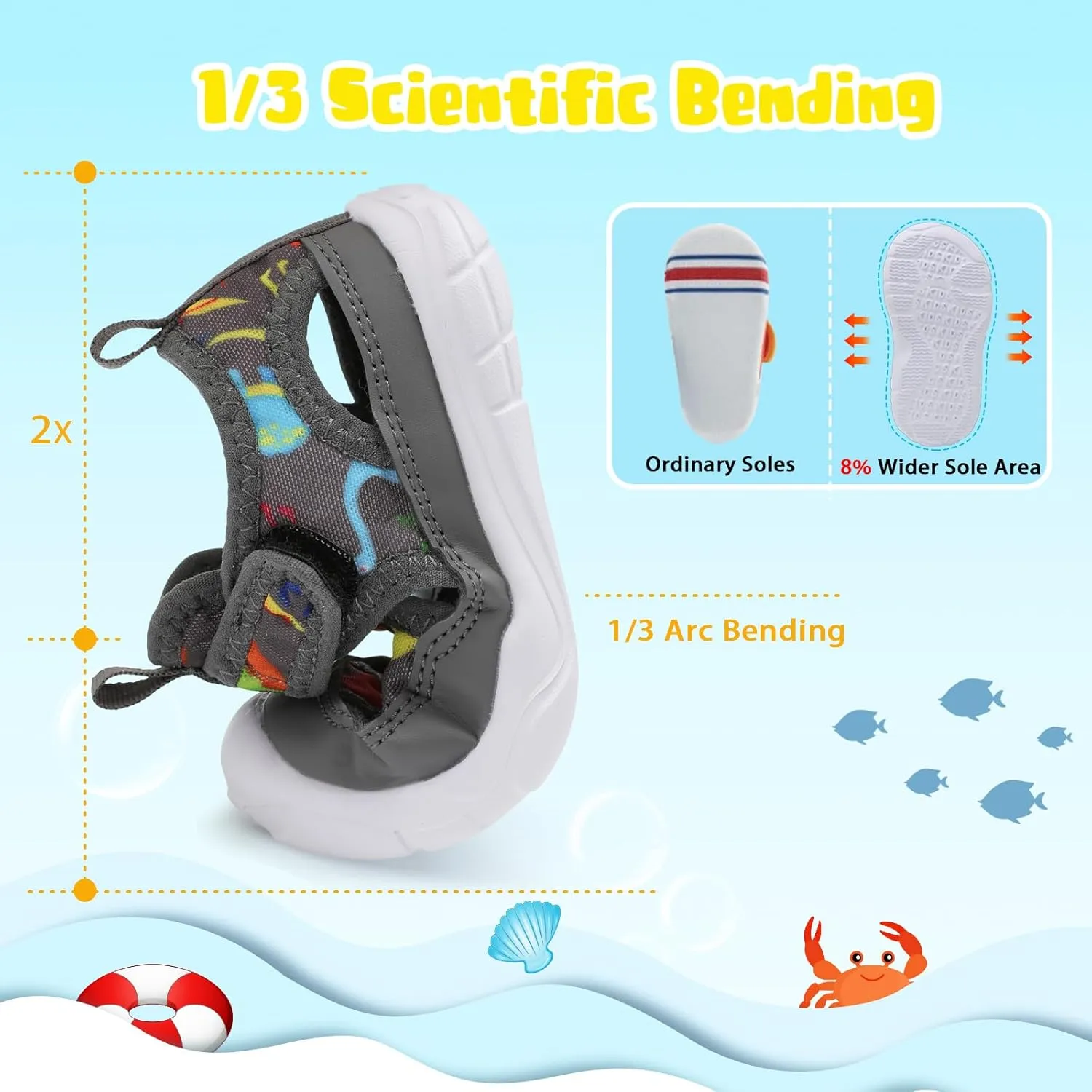 BARERUN Kids Water Shoes Boys Girls Barefoot Aqua Socks for Swim Surf Pool Beach Sport Lightweight Breathable Sandal Athletic Slip-On Sneaker for Toddler Outdoor Indoor