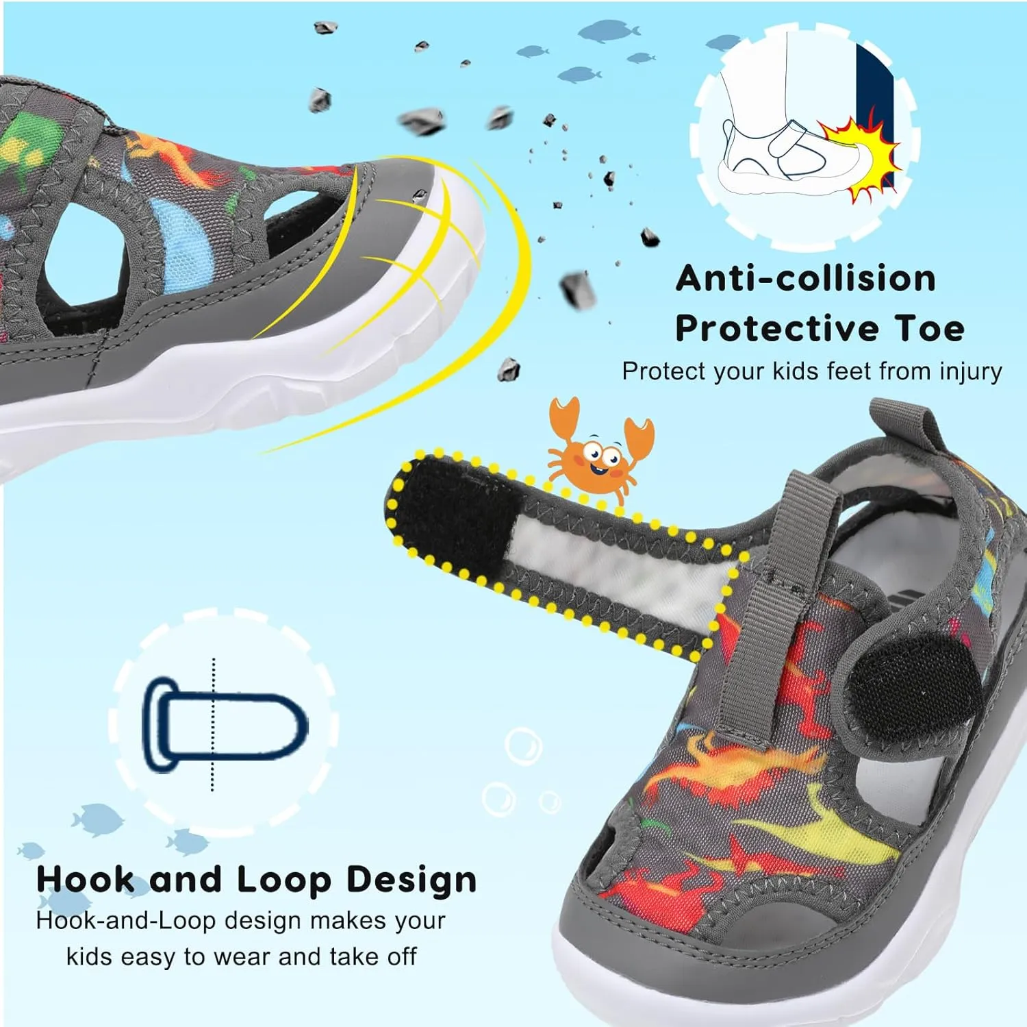 BARERUN Kids Water Shoes Boys Girls Barefoot Aqua Socks for Swim Surf Pool Beach Sport Lightweight Breathable Sandal Athletic Slip-On Sneaker for Toddler Outdoor Indoor