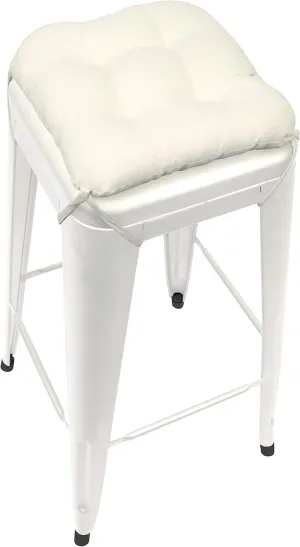 Barnett Home Decor Cotton Duck Natural Square Bar Stool Cushion with Ties - for 12" Metal Industrial Barstools - 12" Tolix-Style Counter-Height Chairs - Latex Foam, Machine Washable