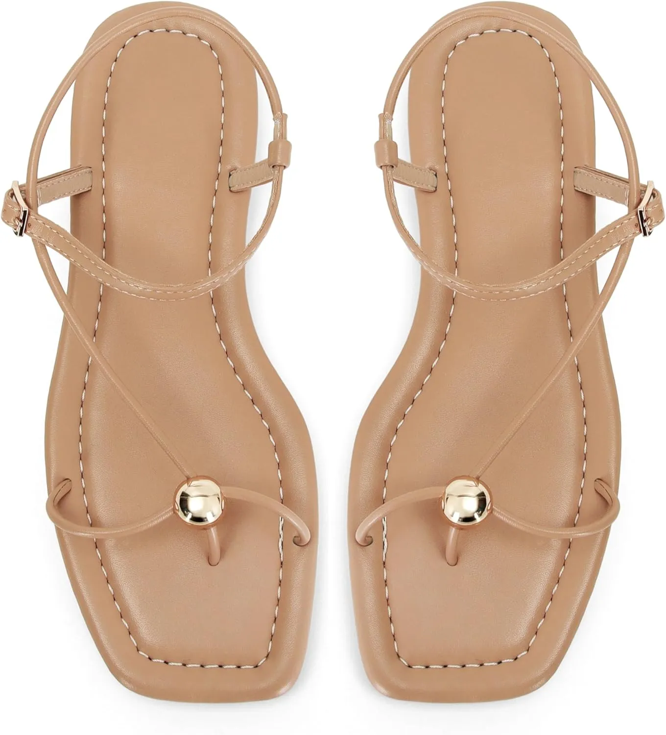 Black Strappy Flat Sandals for Women Comfortable Open Square Toe Sandals Dressy Beach Thong Flip Flop Slides Sandals