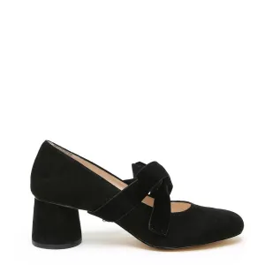 Black Suede Ballet Pump   Black Velvet Marie Strap