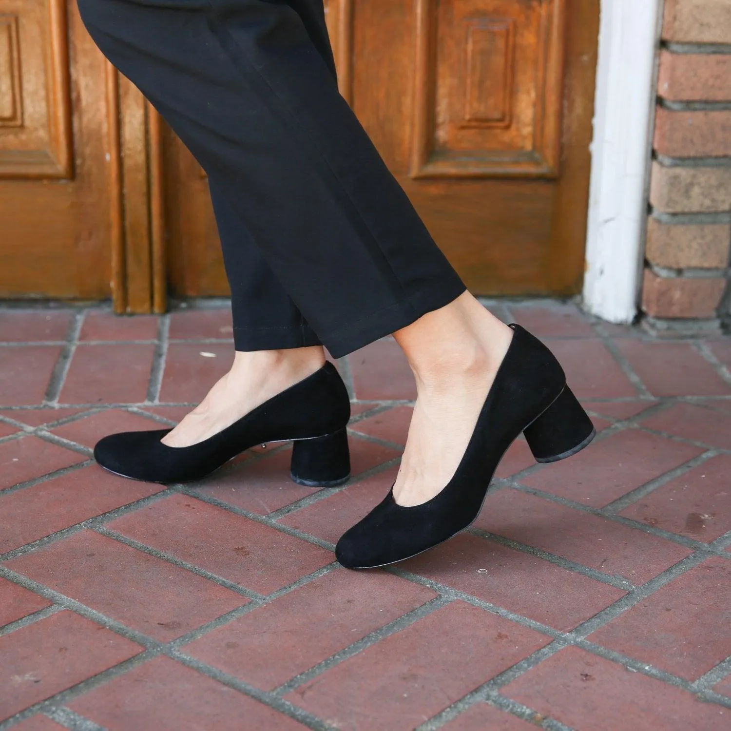 Black Suede Ballet Pump   Black Velvet Marie Strap