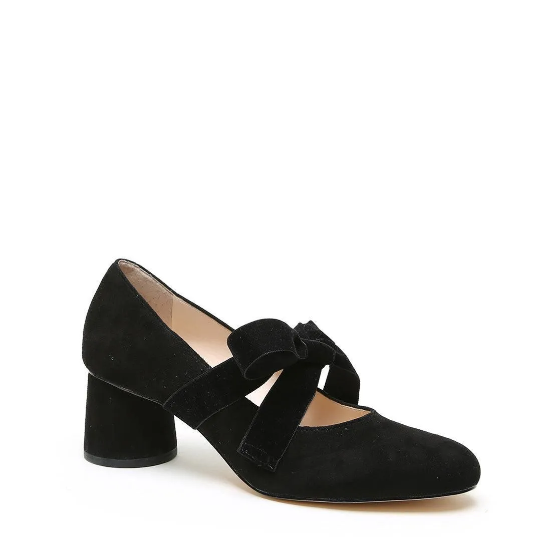 Black Suede Ballet Pump   Black Velvet Marie Strap