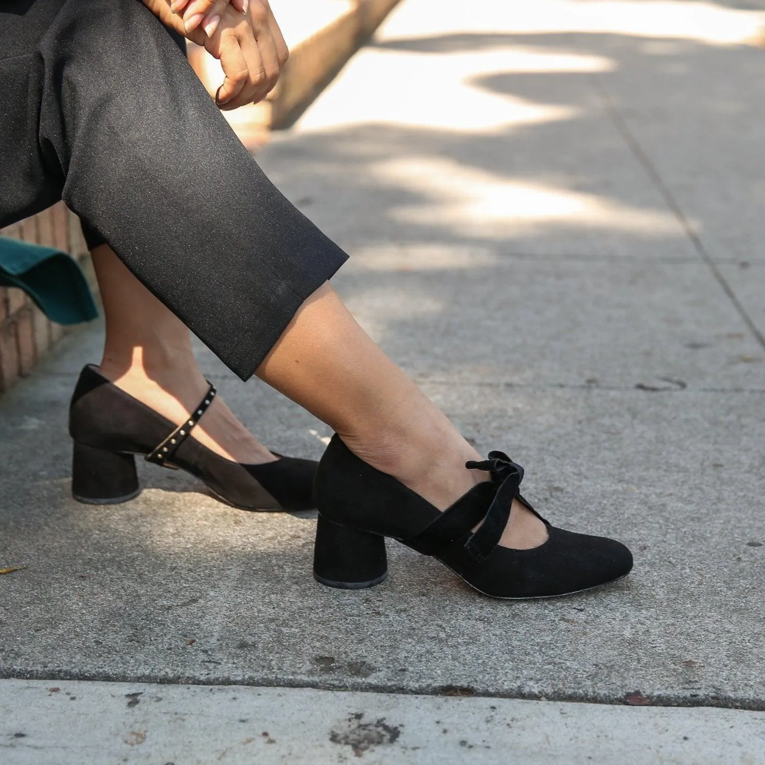 Black Suede Ballet Pump   Black Velvet Marie Strap