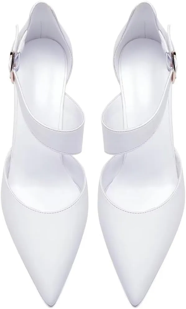 Block Heel Wedding Shoes for Bride Closed Toe Bridal Shoes Ankle Strap Wedding Chunky Heels