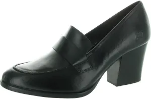 BORN Womens Ellison Cushioned Footbed Leather Loafer Heels