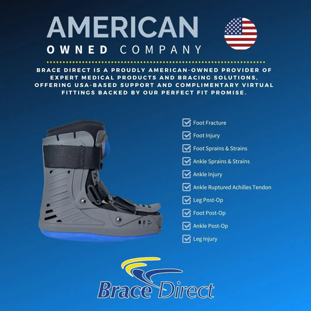 Brace Direct Lightweight Full Shell Walking Boot with Air Pump – Short Orthopedic Support for Foot & Ankle Fractures, Sprains, Achilles Tendonitis, Small (US Shoe Men 4.5-7 / Women 6-8)