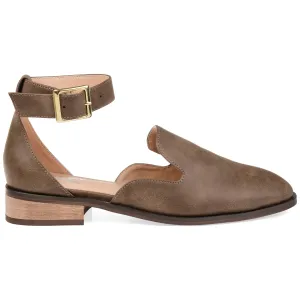 Brinley Co. Womens Square Toe Ankle Strap Flat Brown, 10 Regular US