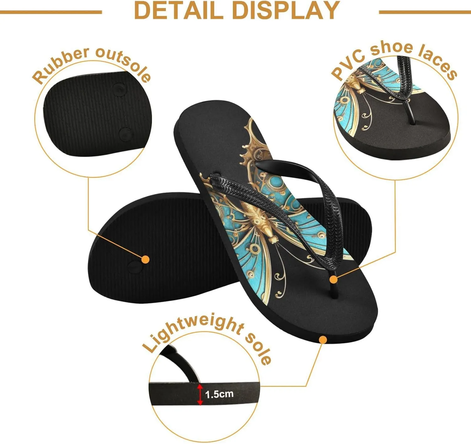 Butterfly Flip Flop Beach Summer Casual Sandal for Women & Men Shower Shoes 20854382