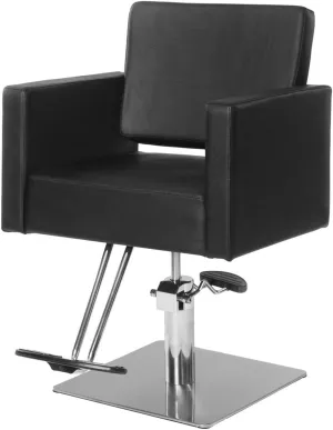 Buy-Rite Christina Professional Styling Chair – Wide Seat, Black Vinyl, Hydraulic Pump, Alloy Steel Frame, Stainless Flat Base – Modern Salon Chair for Stylists & Barbers, YLG-195-BLK