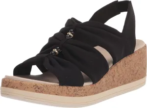 BZees Women's Roma Cork Wedge Beaded Sandal